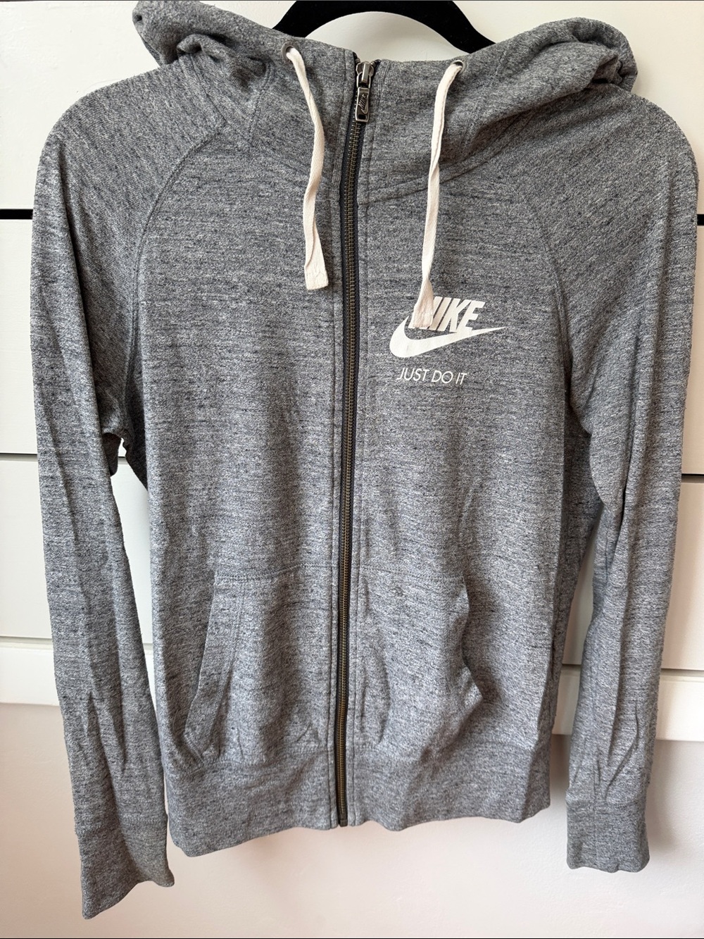 Nike Gray Full-Zip Hoodie with White Logo